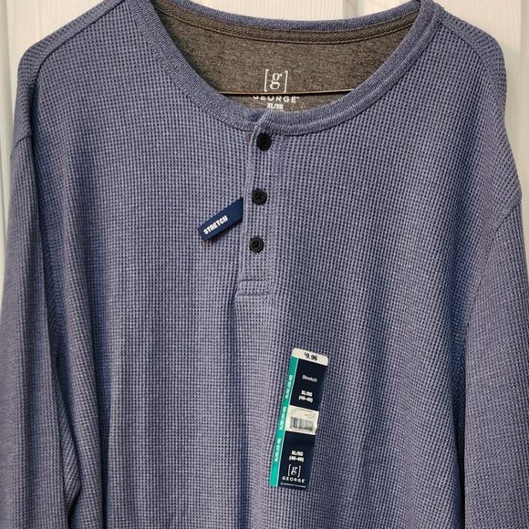 George Other - Blue Long Sleeve Waffle Shirt